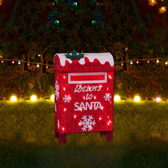 Glitzhome® 28" Christmas 3D Fabric Mailbox with 30 Warm White LED Lights